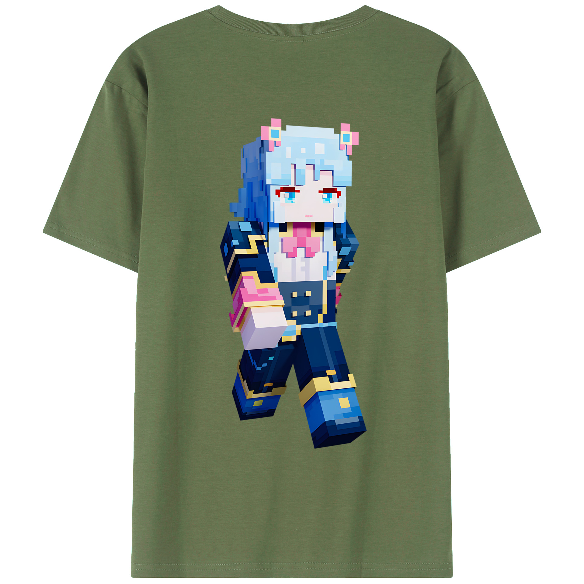 （画像用） マインクラフト ブロックの世界 Minecraft MC Block world 綿100％ メンズ半袖Tシャツ（バックプリント） 通気性